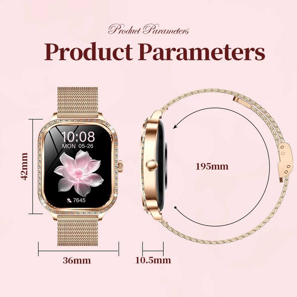 Новые модные женские умные часы с пульсометром 1,75 дюйма 240*296 HD экран часы с бриллиантами Bluetooth звонок водонепроницаемые умные часы для женщин