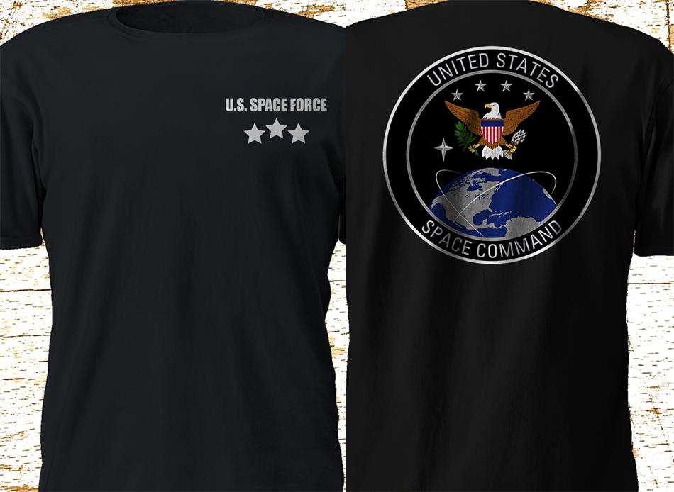 New United States Space Command Spacecom Space Force Black T Shirt Tshirt Hip Hop Tees Harajuku Streetwear