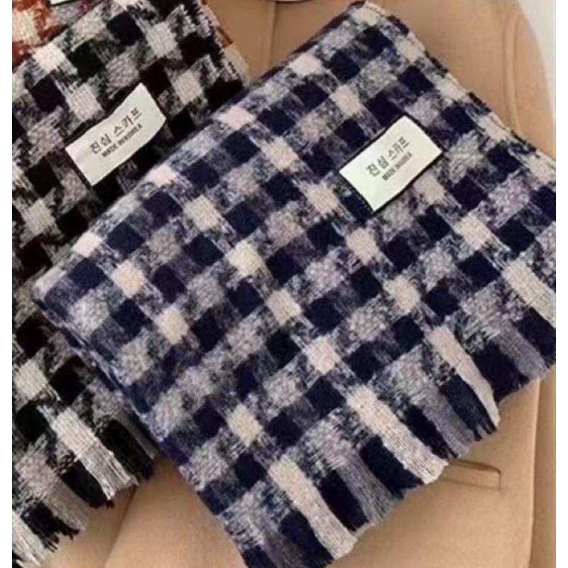 Новый женский шарф Зимний в клетку Двухцветный в корейском стиле Универсальный Высококачественный Женский Осенне-зимний Теплый Студенческий Шарф