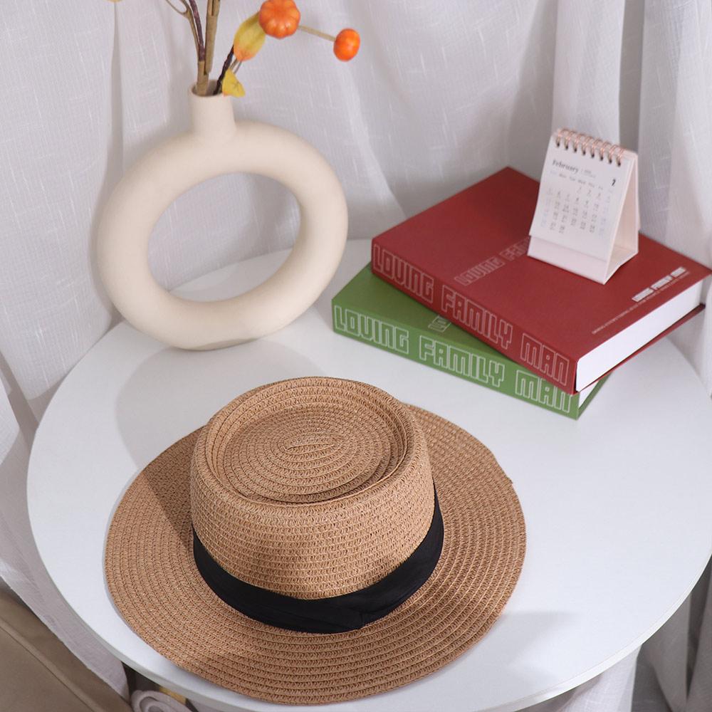 Шляпа-канотье из соломы в корейском стиле, с широкими полями, женская, солнцезащитная, простая, для защиты от солнца, женская