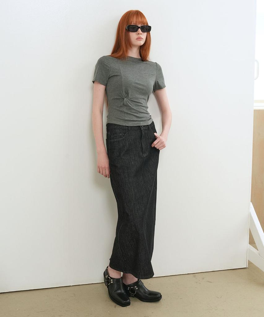 General Idea Denim Maxi Skirt [Black] / Gf2Lsk513