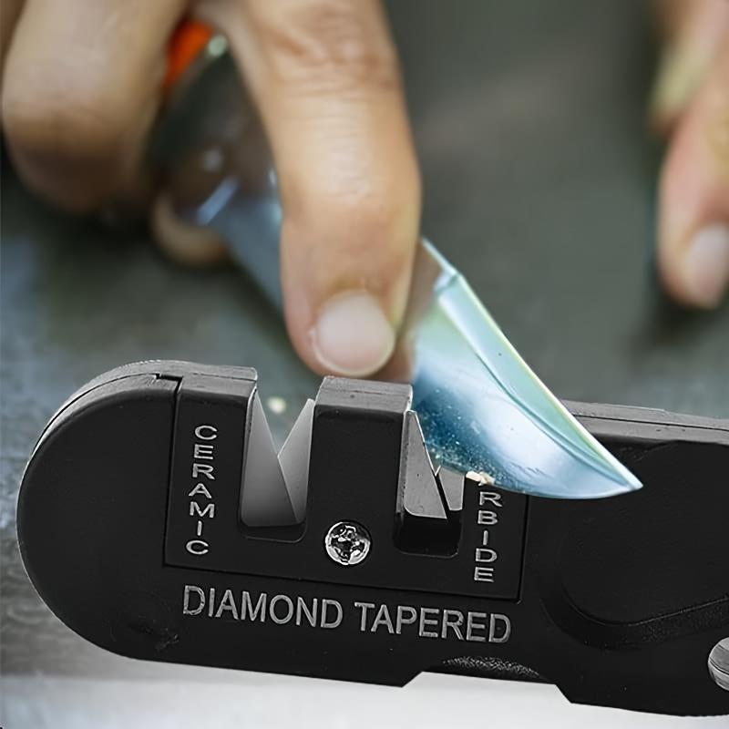 1 шт. Многофункциональная карманная точилка для ножей 4 в 1 Складной точильный камень с 3 этапами Керамический и Карбидный и Алмазный конический