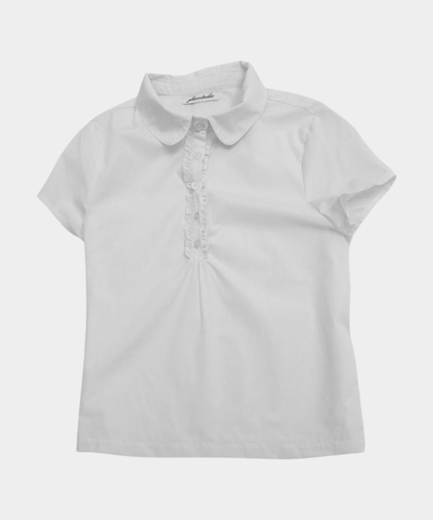 PLACE STUDIO Round Collar Frill Lace Layered Basic Short Sleeve Blouse Shirt_3 Colors