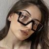 Personality Square Flat Light Mirror Anti-blue Light Trend Ins Hip Hop Big Frame Glasses Cross-border Fashion Glasses Frame