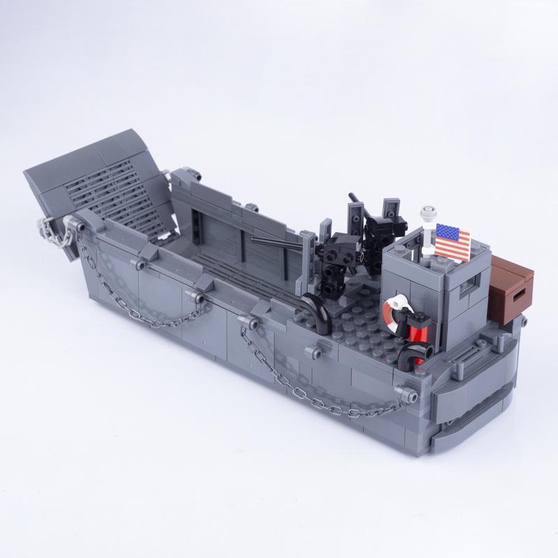 Military Navy Higgins Landing Ship Soldier Minivan Boy Assembled Building Block Toy