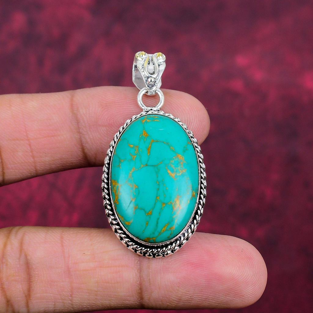 Подвеска с бирюзовым камнем Аризоны, 925 пробы, серебряная подвеска, антикварное украшение ручной работы в подарок маме