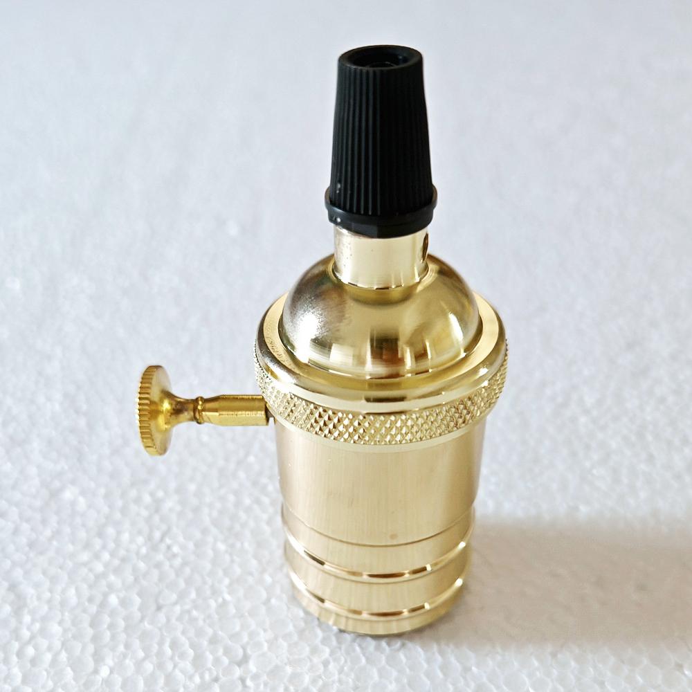 DIY Vintage E27 Lamp Base Copper holder With Switch Edison Vintage Lighting Screw Socket Antique Aluminum Lamp Holder Fixture