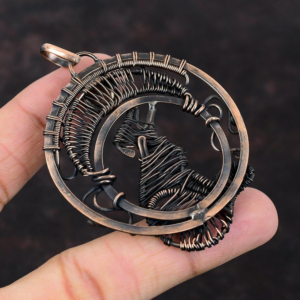 Crystal Quartz Pendant Copper Wire Wrapped Pendant Beautiful Copper Jewelry Handmade Dog Pendant Gemstone Pendant Wire Wrap Jewelry For Gift