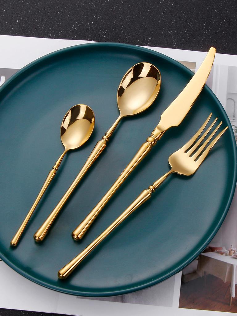8/12/16/20/24 предмета роскошный антикварный золотой матовый набор столовых приборов из нержавеющей стали 18/10 свадебный подарок столовые приборы для ужина вечеринки отеля дома