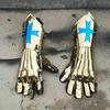 Vintage Medieval Knight Gloves Gauntlets Steel Gothic Golden Finish 18 Gauge