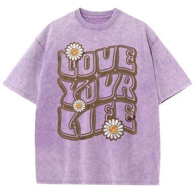 Футболка женская с принтом «Маленькая ромашка» с круглым вырезом, свободная, джинсовая, с коротким рукавом, повседневная, удобная, простая