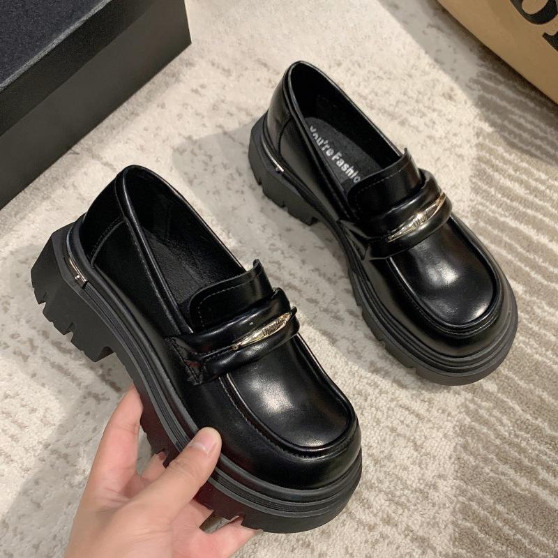 Кожаные туфли в британском стиле, весенние новые туфли на платформе из натуральной кожи, женские туфли на толстом каблуке, туфли Мэри Джейн