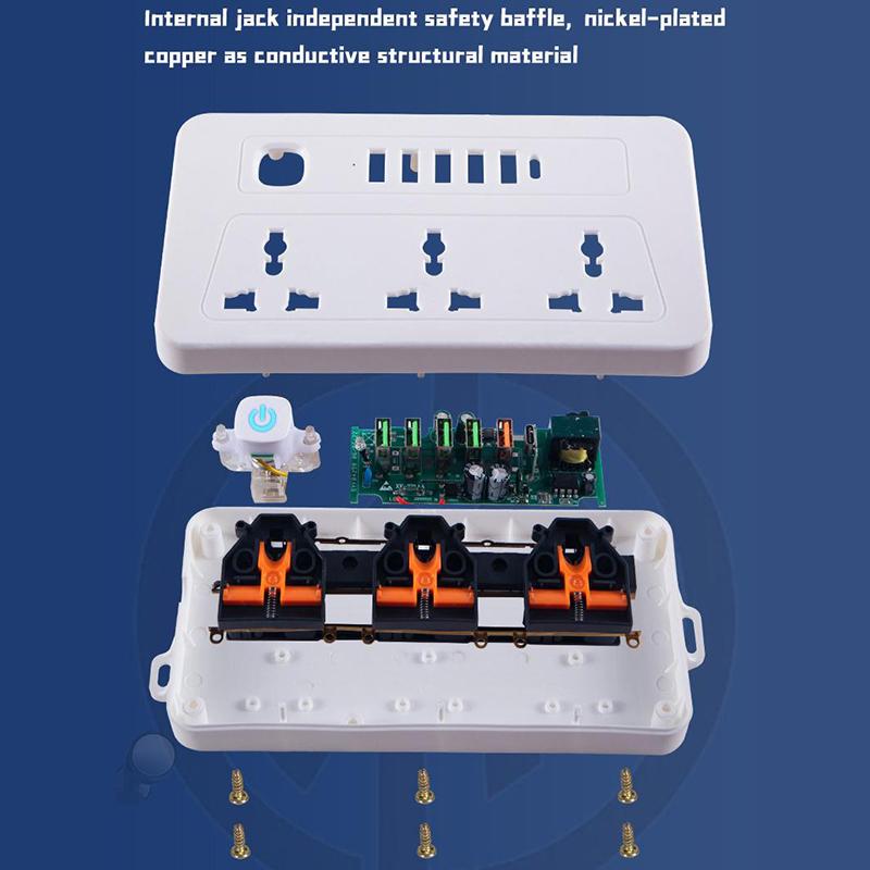 Универсальный удлинитель с 2/3 розетками и зарядным устройством на 6 портов USB, кнопка переключения удлинителя, удлинитель 2M/3M, розетка для удлинителя EU UK Us