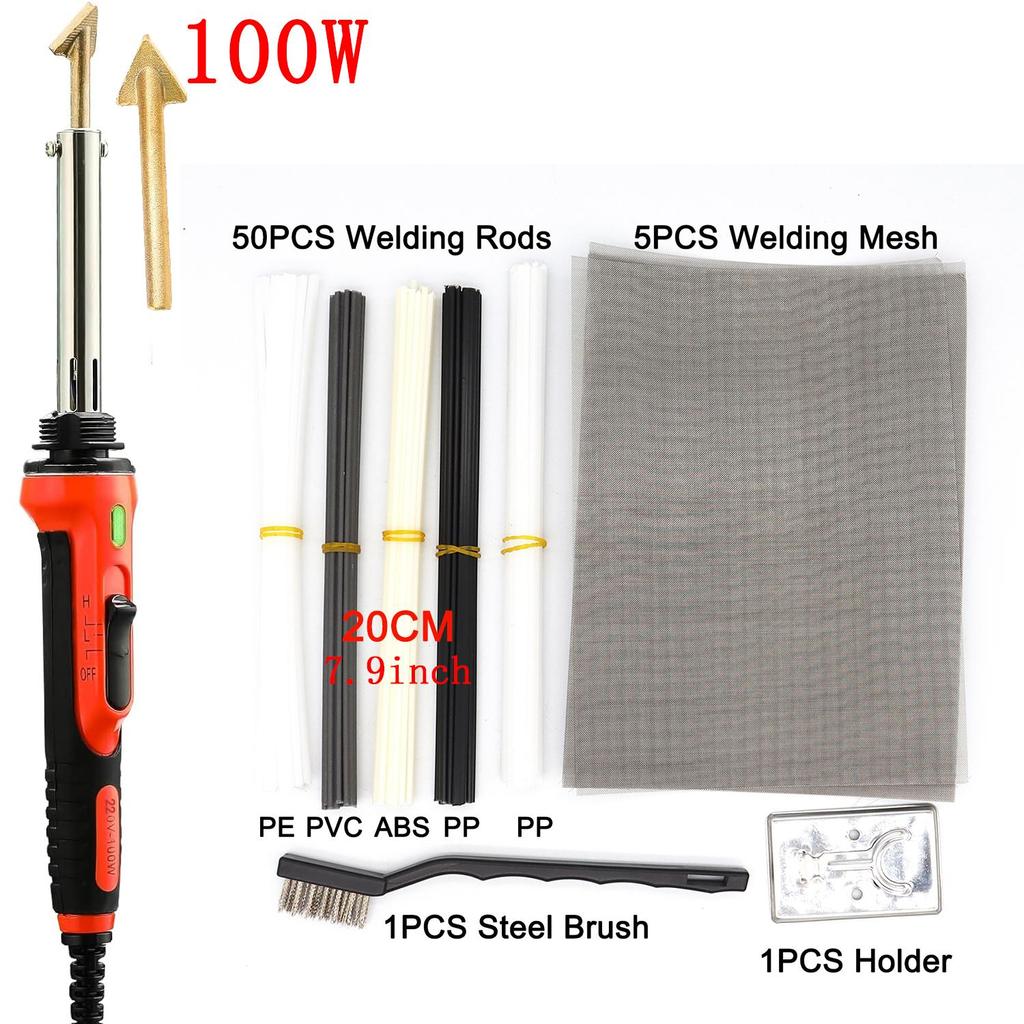 220 В портативный паяльник 100 Вт/50 Вт пластиковый паяльник инструмент для ремонта сварочные стержни паяльная сетка для ремонта автомобильного бампера