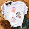 2025 Fashion Cartoon Colorful Heart Dog Paw Printed T-shirt 90s Fashion Casual Women's Short Sleeve Plus Size T-shirt Unisex