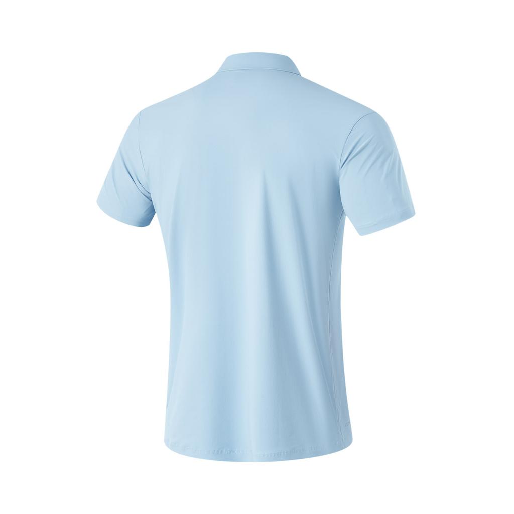 Li-Ning Однотонная Удобная Дышащая Универсальная Футболка-поло с коротким рукавом Мужские топы Светло-голубой APLU747-3
