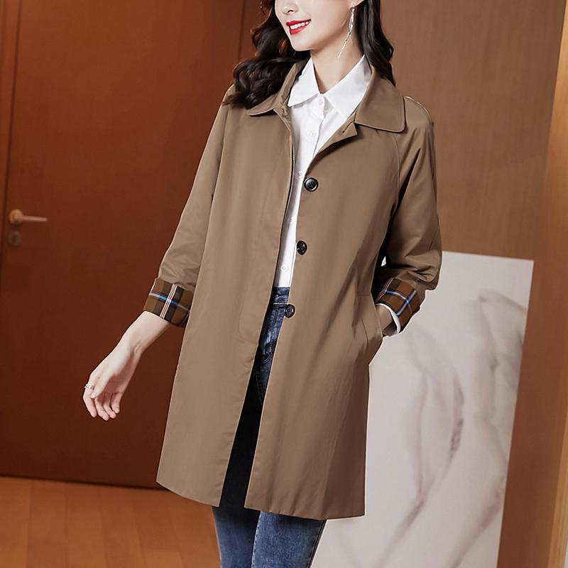 Стильная и удобная ветровка средней длины для весны и осени, размер плюс для женщин с пышными формами, тонкое пальто для мам среднего возраста