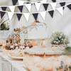2 PCS Black and White Triangle Flag Plastic Ribbon Birthday Party Supplies Atmosphere Decoration