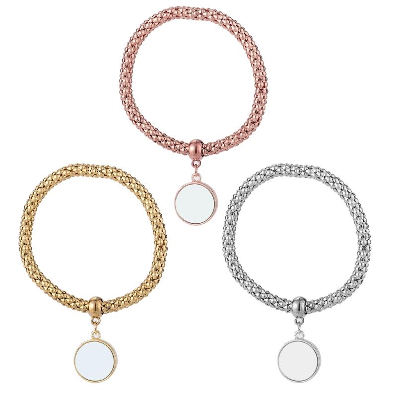 Пустой металлический круглый кулон для термопереноса, круглый браслет, ювелирный кулон для друзей/семьи