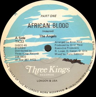 12-дюймовая пластинка ANGELS - African Blood TK33 Three Kings 1983 UK Регги, Ска и Даб Б/У
