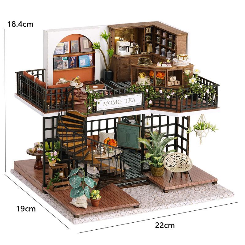 Wooden Miniature Doll House 3D Puzzle Assembly Building Model Kits Small Room Home With Furniture Lighting Wooden Toys For Gifts
