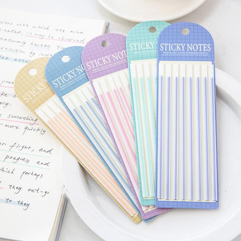 1 шт., цветные липкие полоски макарон, 160 листов, флуоресцентные ПЭТ, прозрачные наклейки для блокнотов, офисные наклейки