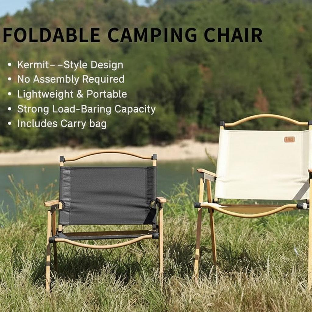 Ultralight Aluminum Folding Camping Chair (Kermit Style) | Portable & Durable Outdoor Leisure Chair for Hiking, Picnic & Fishing