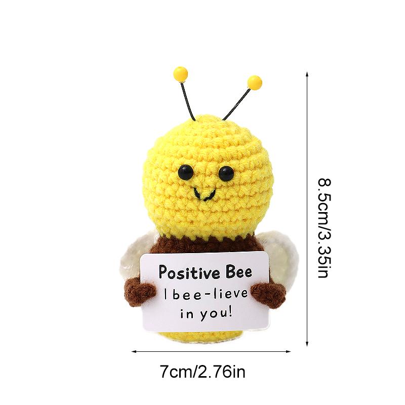 1 шт. тканевая пчела, милая фигурка пчелы, готовая продукция, положительная энергия, ручная работа, вязание крючком, миниатюрная шерстяная кукла, украшение для рабочего стола