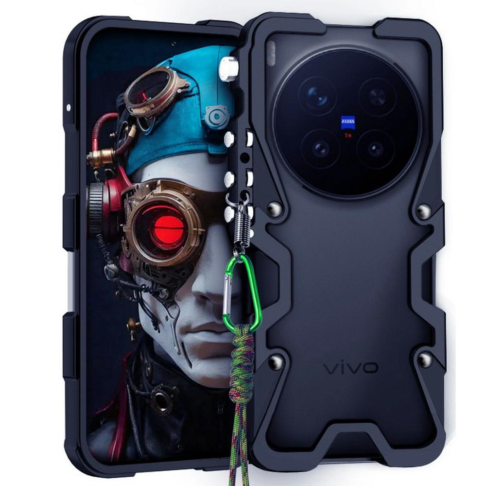 For vivo X300 Pro 5G Bumper Case Aluminium Alloy Metal Phone Shell Cover with Strap