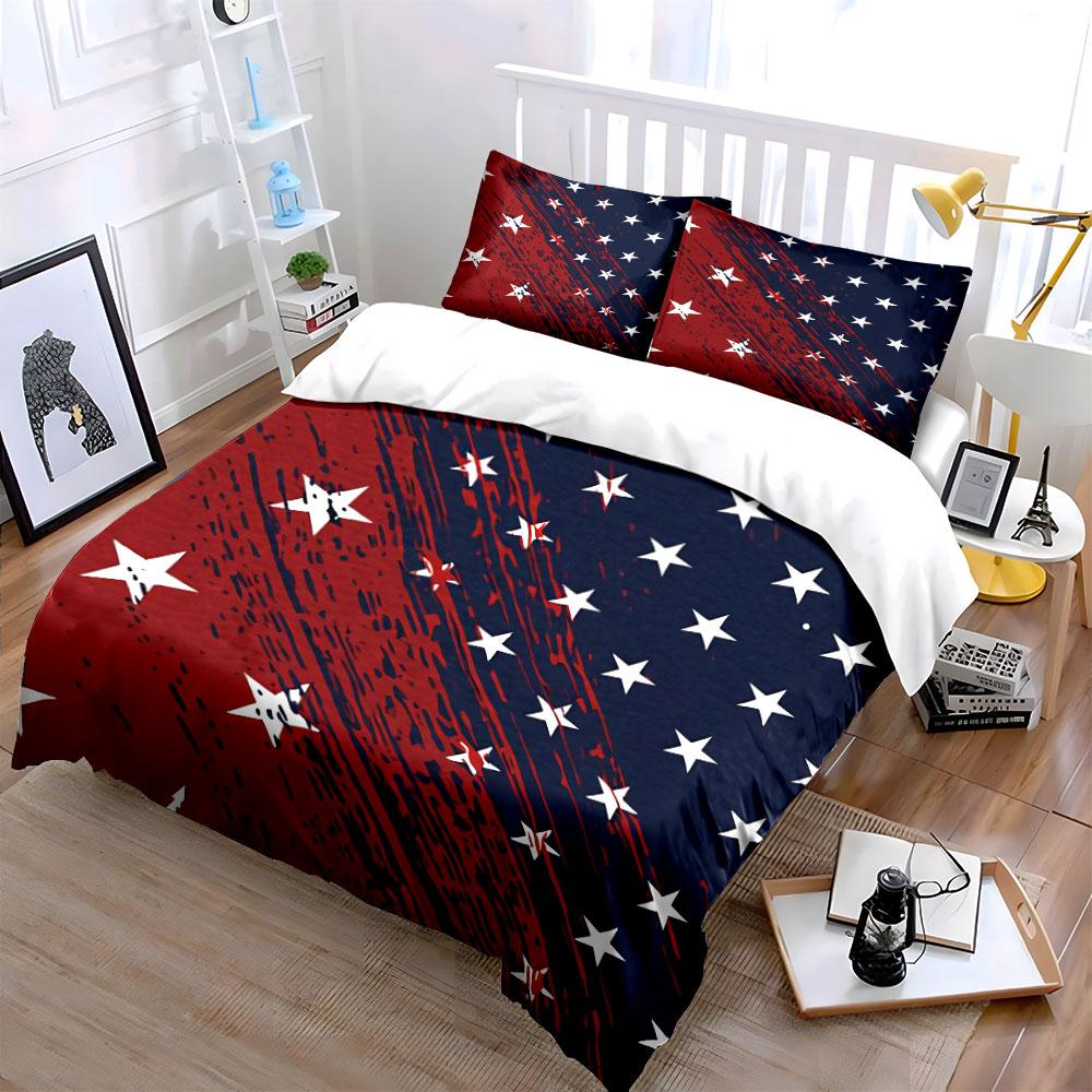 American Flag Star Bedding Set Bedding Duvet Cover Set Duvet Cover Pillowcases (1 * Duvet Cover 2 * Pillowcases, without duvet insert)