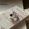 Chic Minimalist Black Agate Ring For Women In Unique New Chinese Style Adjustable Fashion