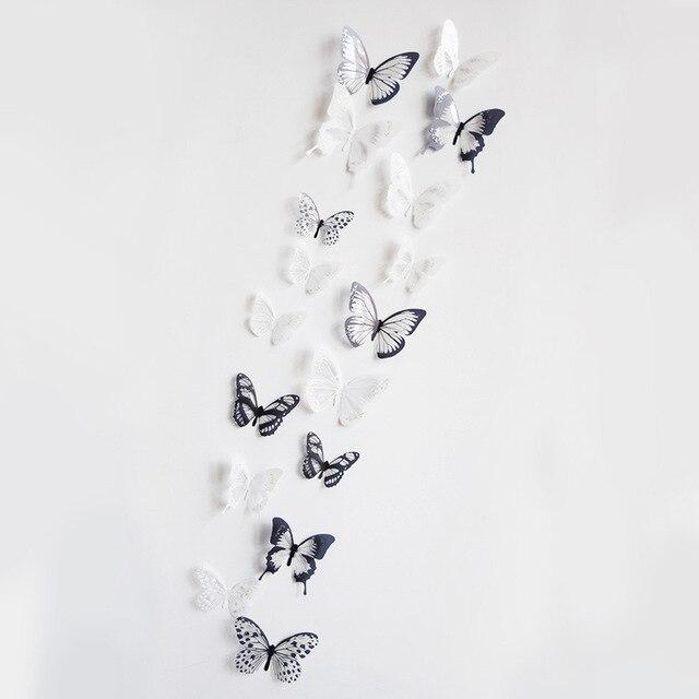 New 18pcs/lot Crystal Butterflies 3d Wall Sticker Beautiful Butterfly Living Room for Kids Room Wall Decals Home Decoration KTY