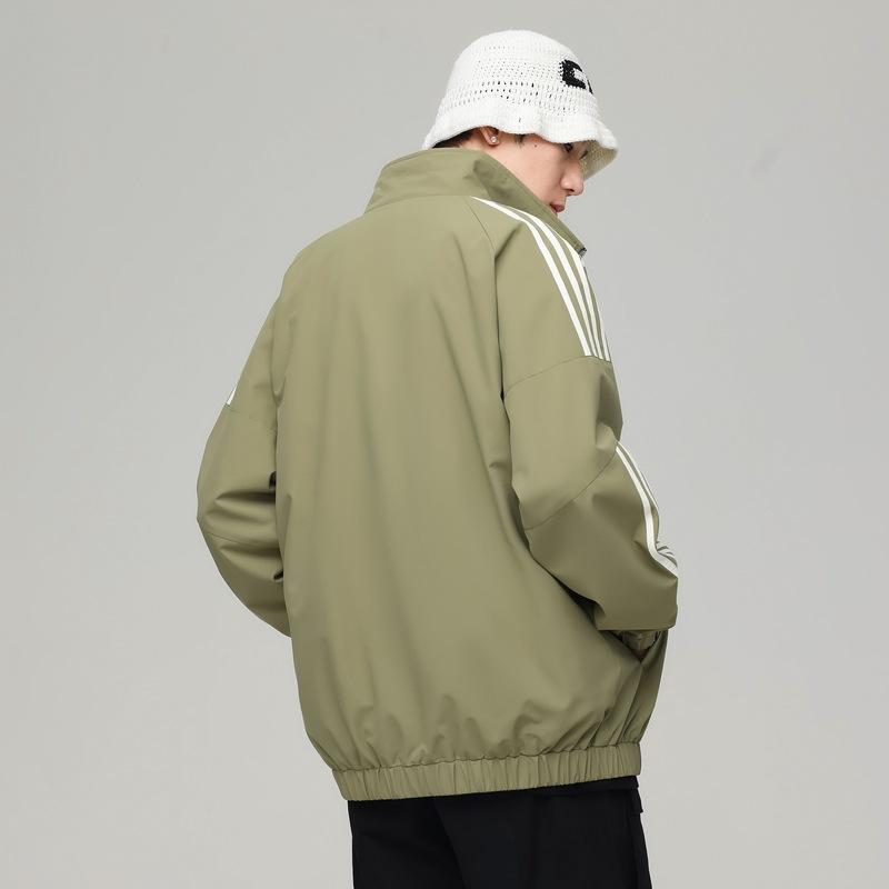 Осенняя куртка с тремя полосками, мужской повседневный кардиган, тонкий свободный кампус, подходящий по цвету, модное спортивное пальто с лацканами