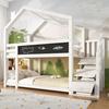 Children Bed Tree House with Storage Stairs, Loft Bed with Higher Safety Handrails, 90x200 Storage Bed Without Mattress, Kids Double-layer