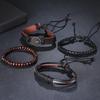 4 шт./комплект Плетеные кожаные браслеты для мужчин Винтажный амулет Древо Жизни Руль Деревянные бусины Этнические племенные браслеты
