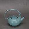 Ru Kiln Blue Glaze Dragon Handle Kettle: Song Dynasty-Style Porcelain Antique Ornament.