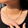Hip-Hop Full Diamond Peach Heart Splicing Necklace Cuban Chain Night Club Street Cool Heart-Shaped Zircon Necklace