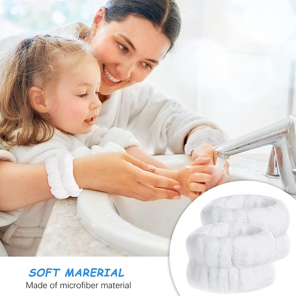 1set Wash Face Headbands For Women Coral Fleece Hair Bands Cuff Waterproof Bands Absorbent Wristbands Head Band Hair Accessories Set