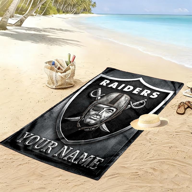 Custom NameRaiders helmet shield Beach Towel Soft Microfiber Summer Towel Quick Dry Absorbent Towel for Beach Swimming Pool Travel
