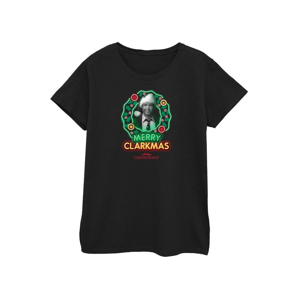 National LampoonÂ´s Christmas Vacation Womens/Ladies Greyscale Clarkmas Cotton T-Shirt