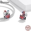 BAMOER 925 Sterling Silver Traveling Series Shine Cubic Zirconia Cute Pink Car & Windmill House Love & Heart Cable Car Charm Beads
