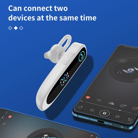 A20 Bluetooth-compatible Earphone Ear Hook Super Long Standby IPX7 Waterproof Single Business Wireless Headset with LED Display for Driver