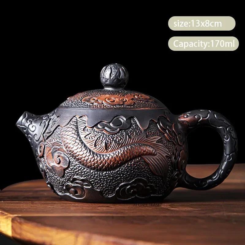 170 мл китайский традиционный фиолетовый керамический чайник Xishi, чайник ручной работы известных художников, дорожный портативный фильтр для заваривания чая, домашний чайный набор