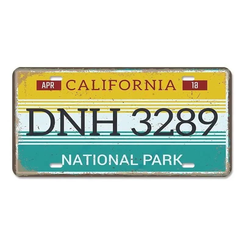 Винтажный постер американских штатов, металлические жестяные таблички, Флорида, Калифорния, Техас, Гавайи, номерной знак, клубный бар, декор для стен гаража