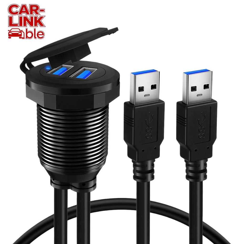 Водонепроницаемый USB 3.0 кабель-удлинитель (папа-мама) из алюминиевого сплава со светодиодом для приборной панели автомобиля, мотоцикла, лодки
