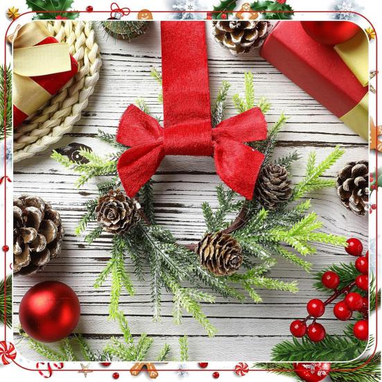 Мини Рождественский Венок с Бантом из Красного Бархата Декор Дверцы Шкафа для Кухни Окна Фермерского Дома Входной Двери Стены Камина Ягодная Гирлянда