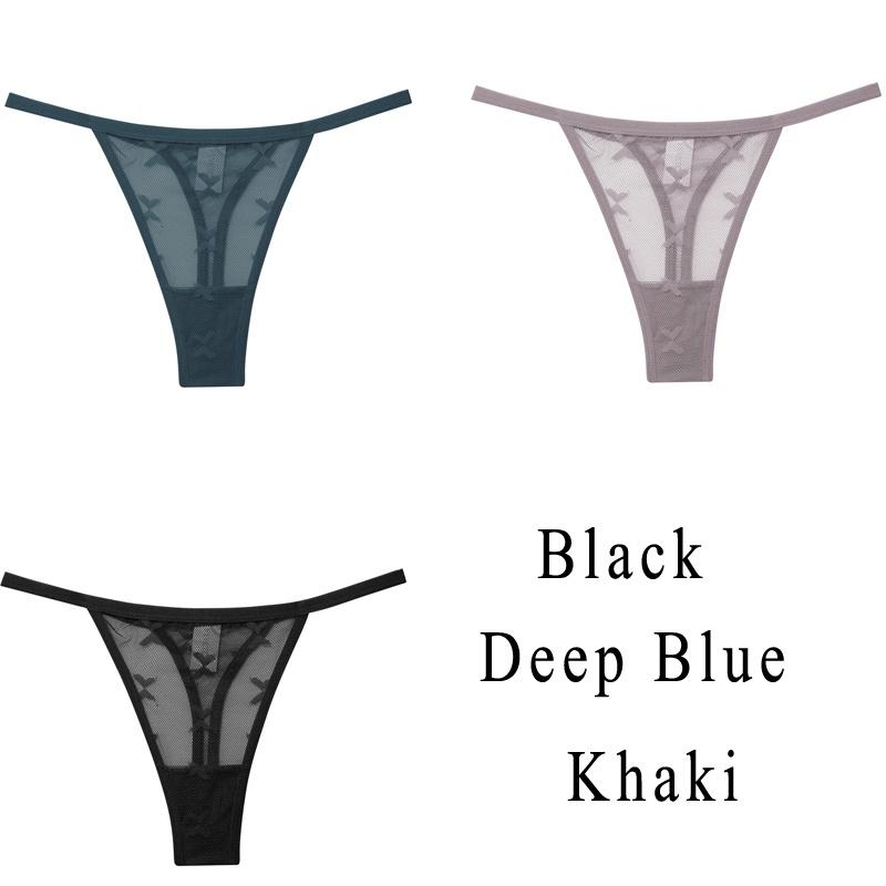 3 шт./компл., кружевные сексуальные трусики-стринги, женские стринги с низкой талией, женские трусы, сетчатый прозрачный комплект нижнего белья