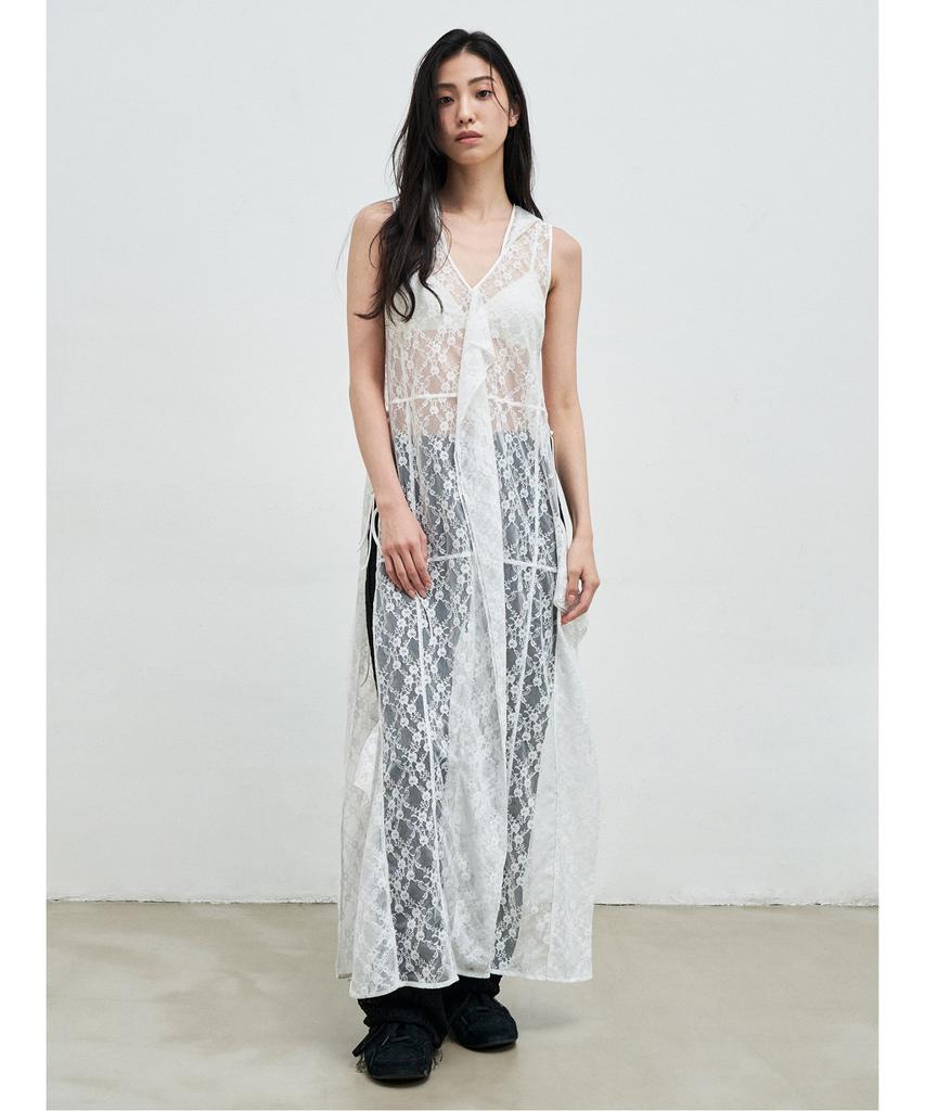 Anggae Lace Hooded Layering Dress White