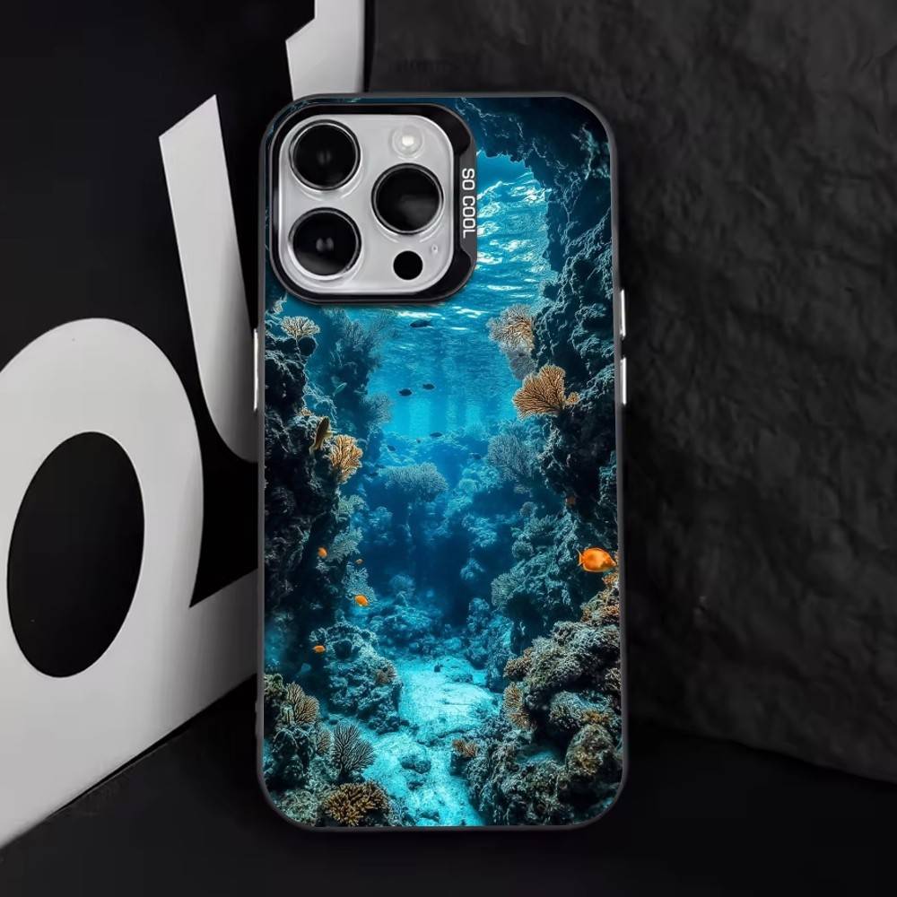 Текстура подводного мира Чехол для телефона Для iPhone 17,16,15,14,13,12,11 Plus,Pro Max,XS,Красочный серебристый Чехол для телефона Funda Cover