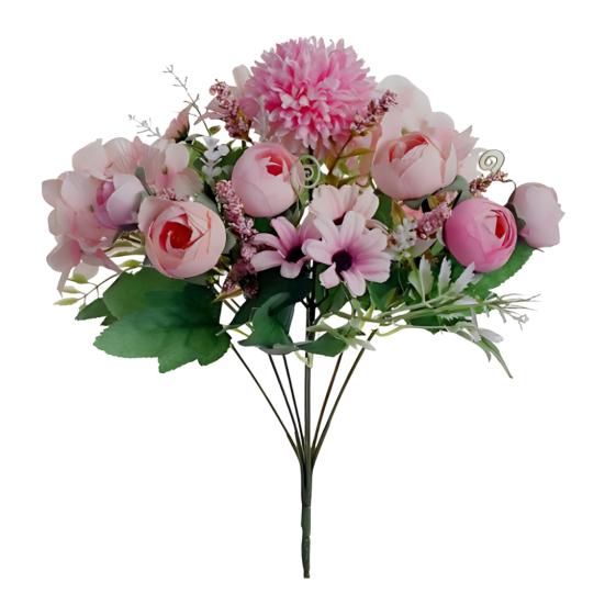 Artificial Flowers Bunch Realistic Faux Silk Flowers Long-Lasting Hydrangea Rose Fake Flowers for Vase Flower Arrangement Home Decor Wedding